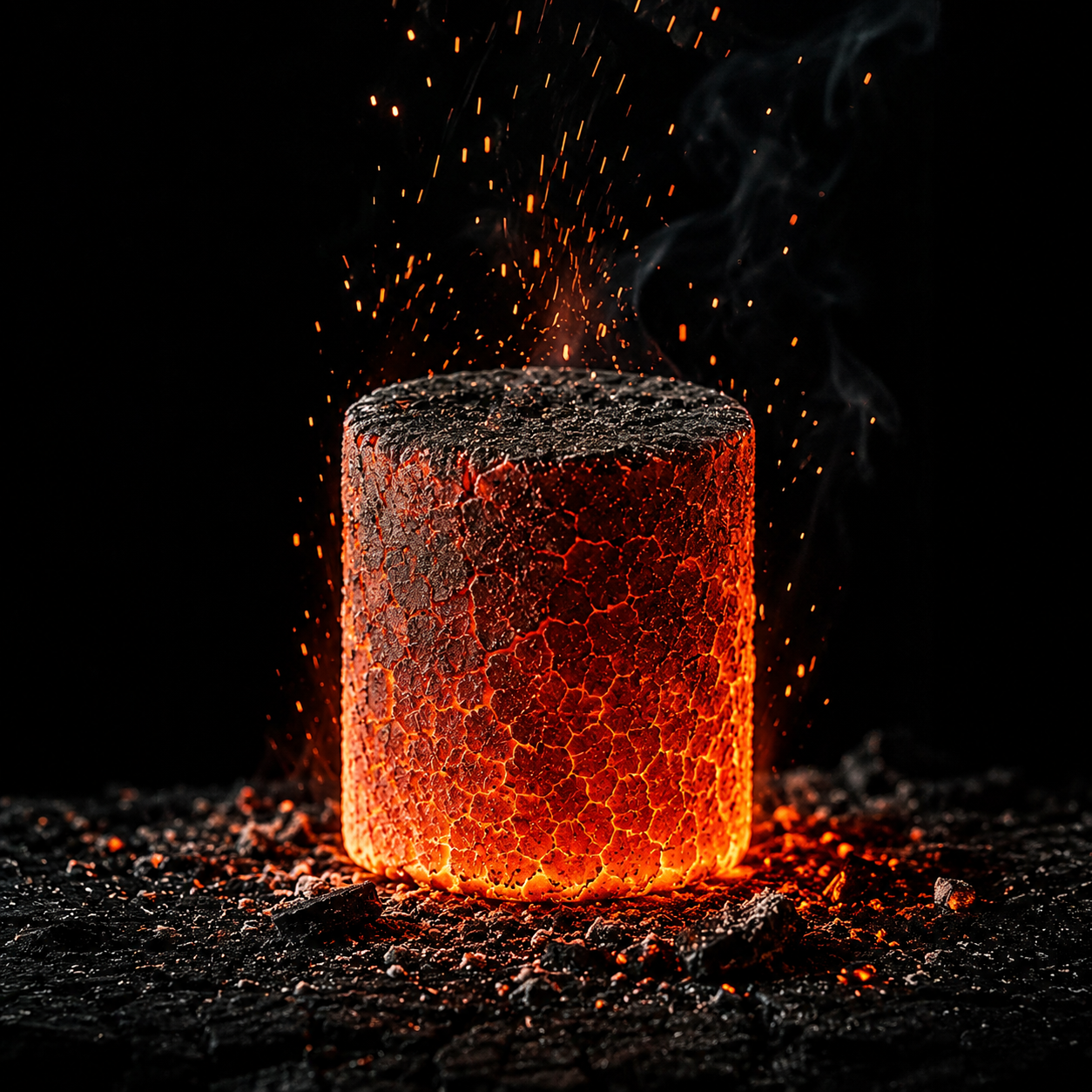 Cylinder coconut charcoal briquette